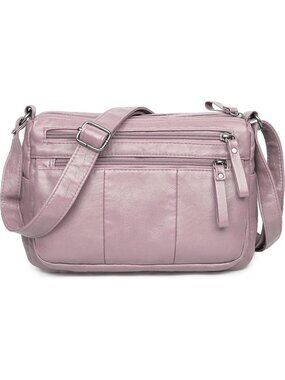 Women's Pink Soft PU Leather Shoulder Bag Crossbody Purse Pocketbook